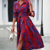 Elegant Printed V-Neck Dress