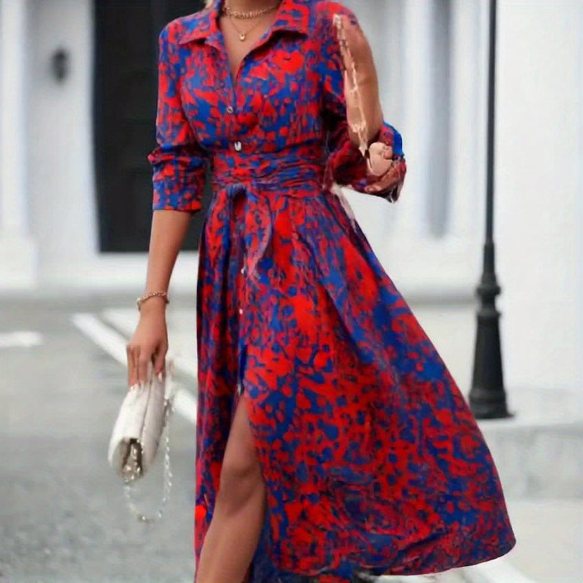 Elegant Printed V-Neck Dress