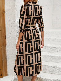 Geo Print Button Front Dress