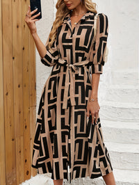 Geo Print Button Front Dress