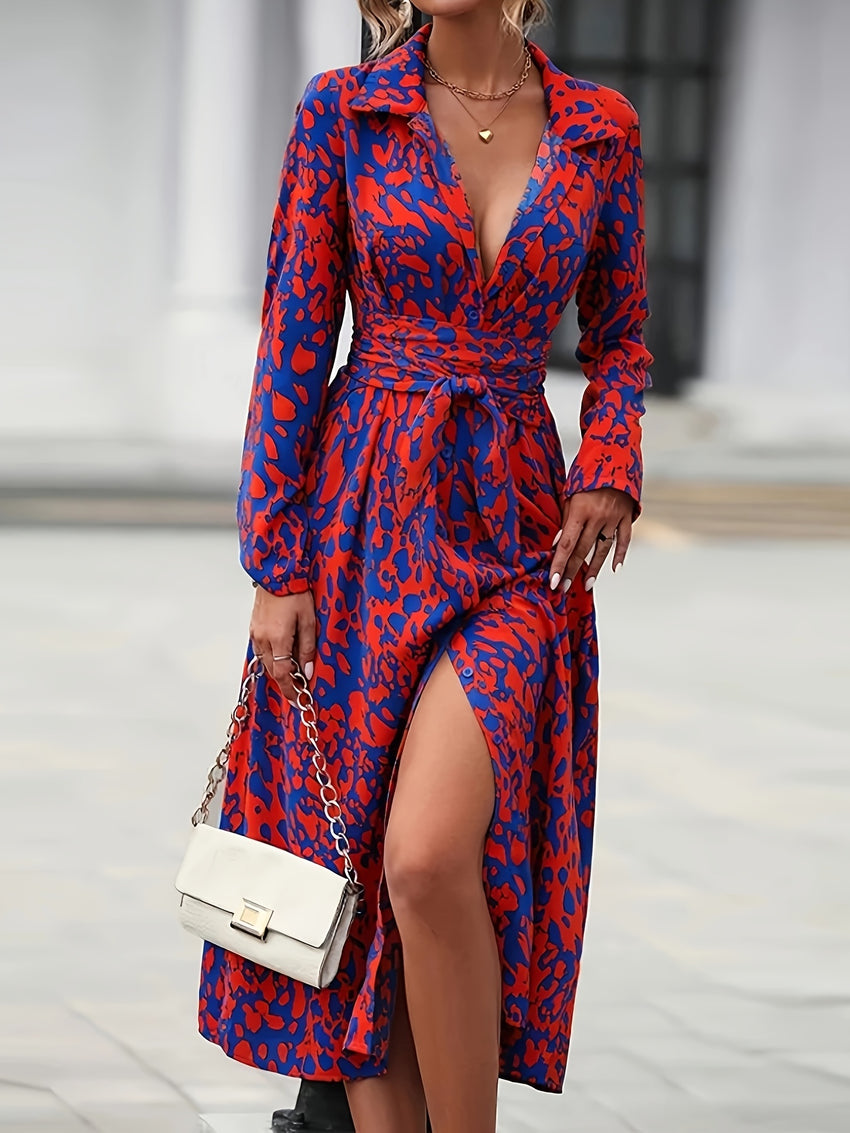 Elegant Printed V-Neck Dress